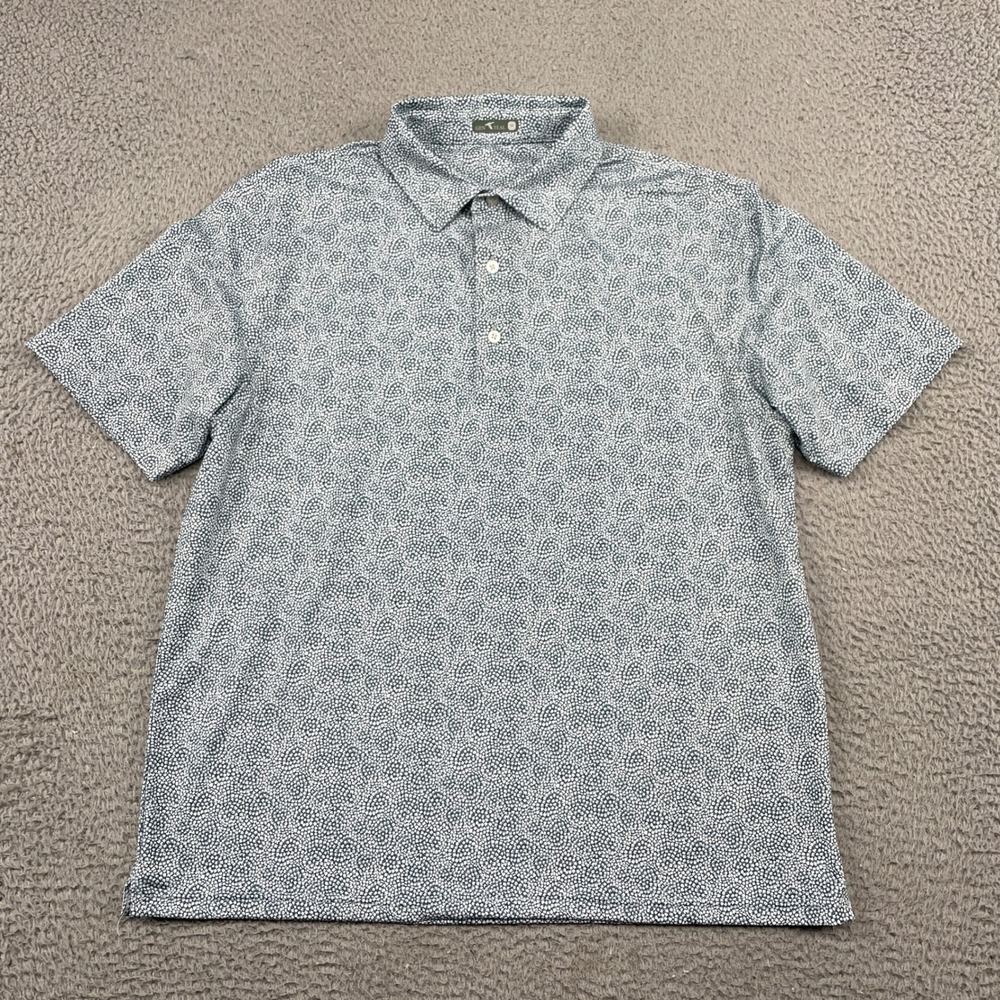 GenTeal Polo Shirt Mens Medium Blue Printed Performance Floral Short Sleeve Golf